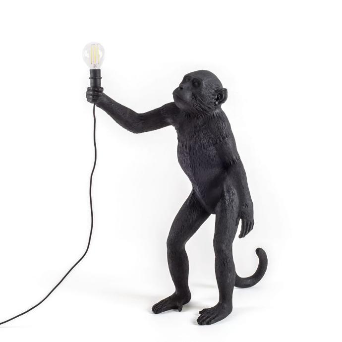 Standing Monkey Lamp Black