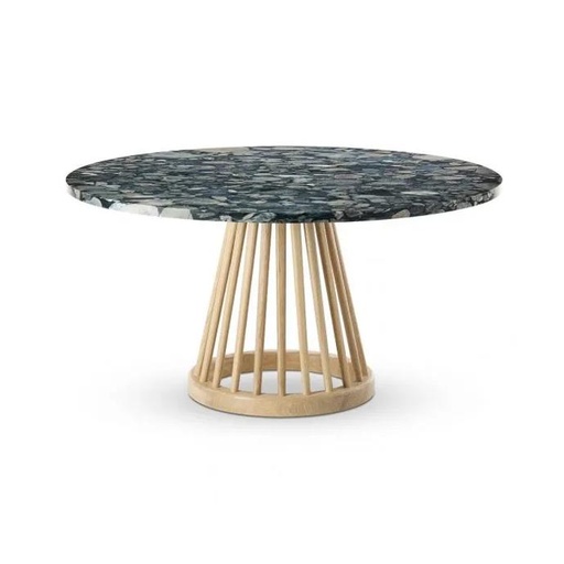 Fan table natural base pebble marble 